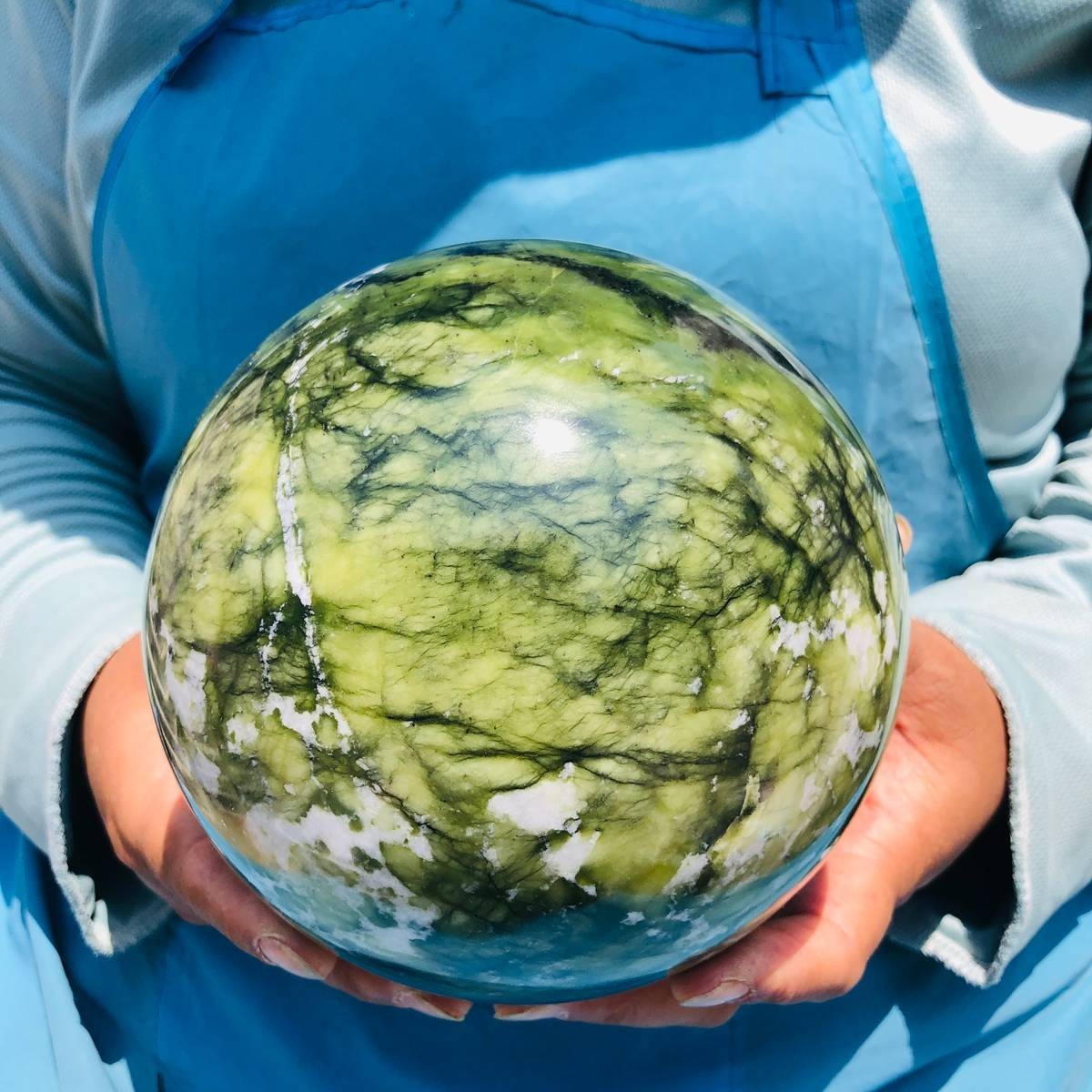 9.02LB Natural ophiolite crystal ball Quartz polishinSphere Healing Reiki decor