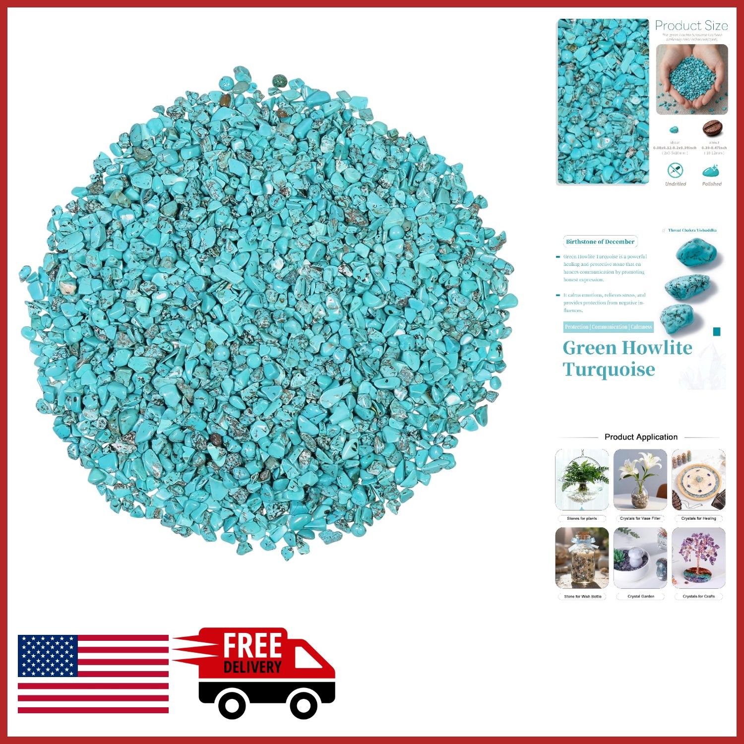 Turquoise Tumbled Chips Stones 1 Pound Irregular Pieces for Jewelry Design