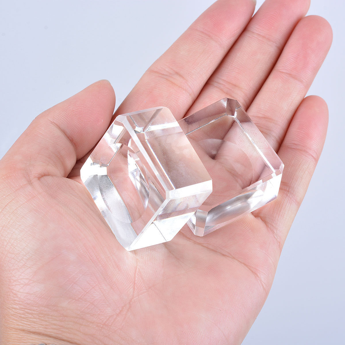 LONGWIN 2X Clear Crystal Display Egg Stands Ball Pedestal for 60-80mm Sphere