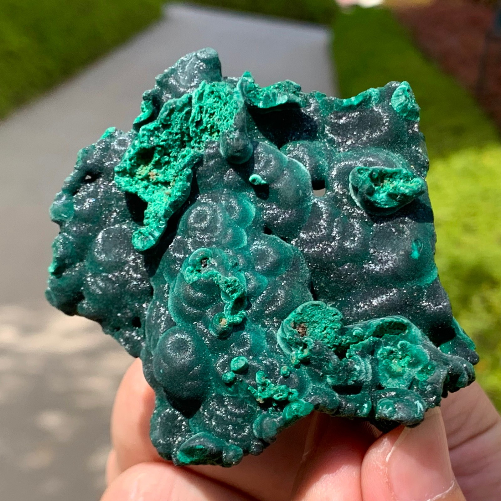 85G Natural glossy malachite cat eye transparent cluster rough mineral Sample
