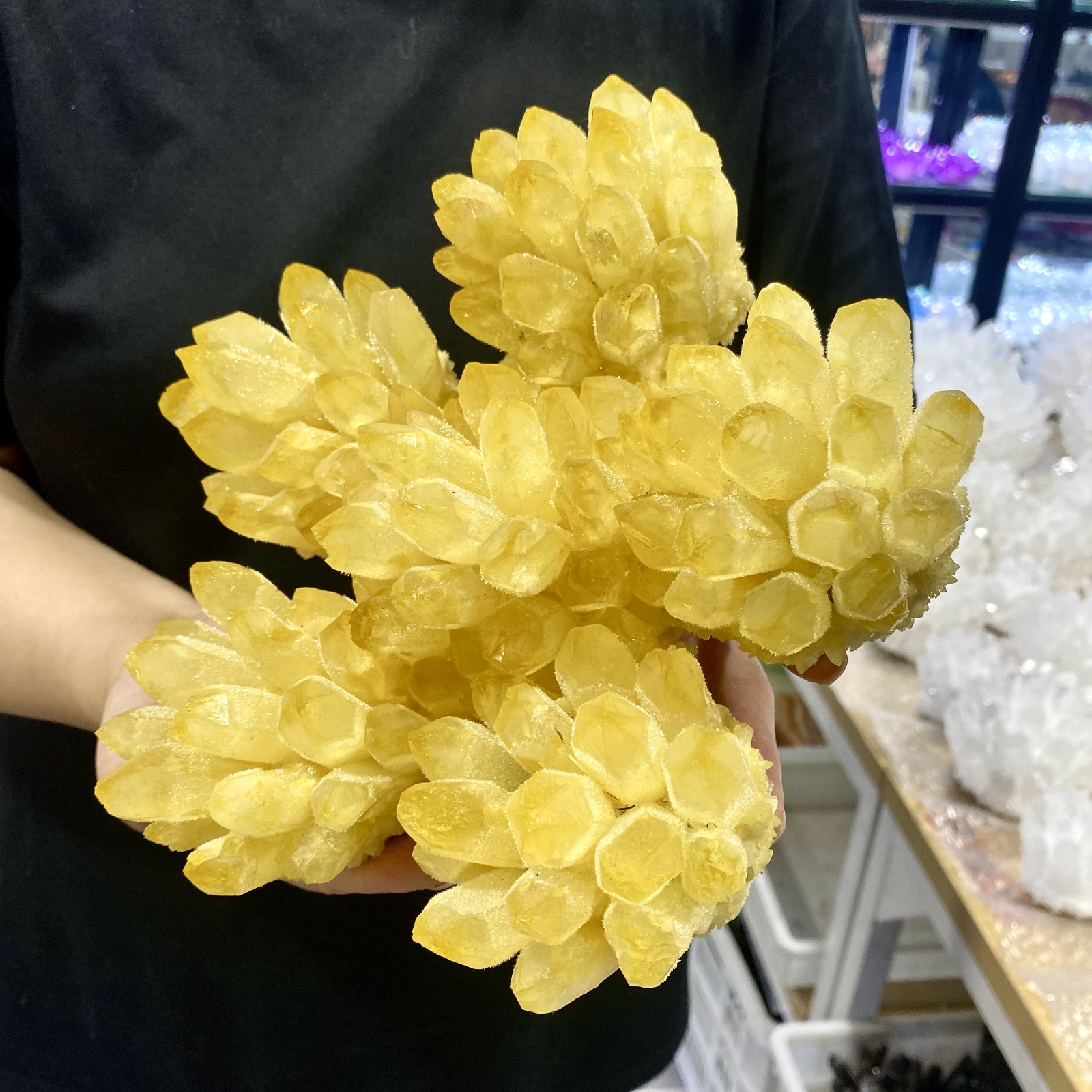 4.98LB Newly discovered yellow ghost quartz cluster mineral sample-