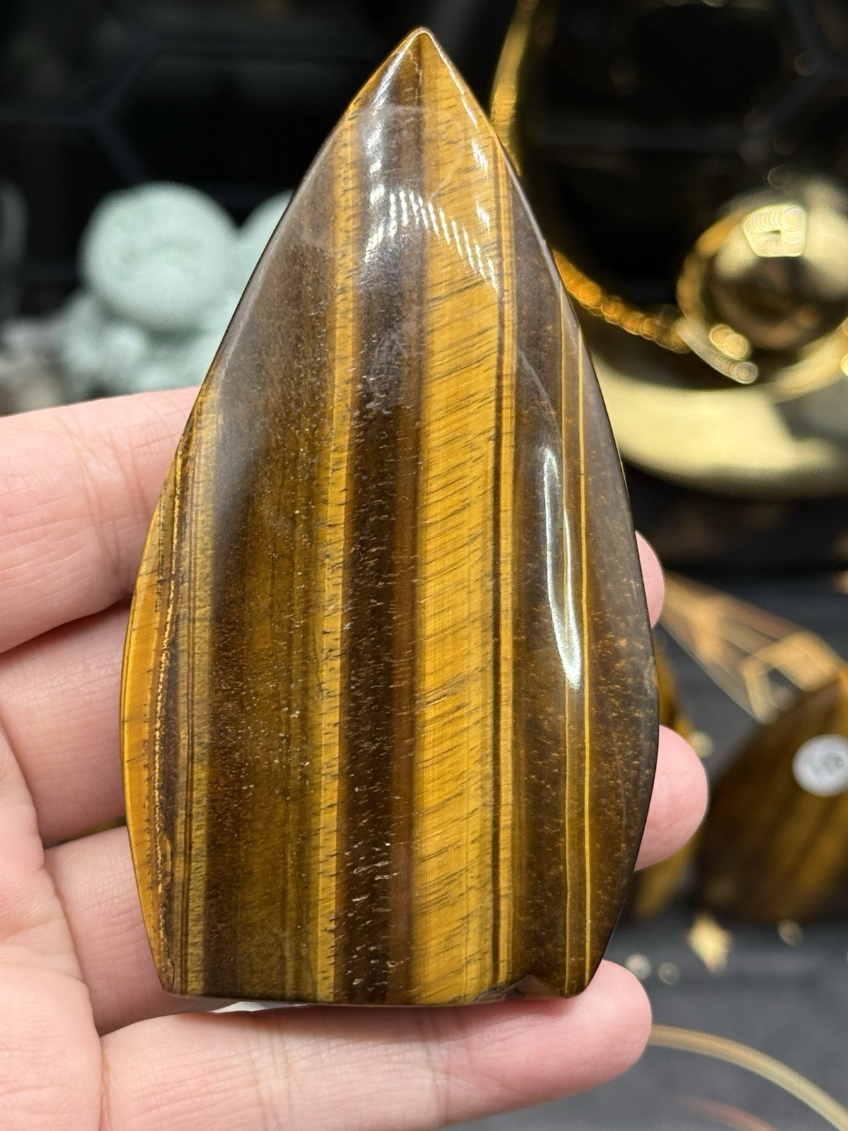Natural Tigers eye Candle Flames Points beautiful color Free shipping