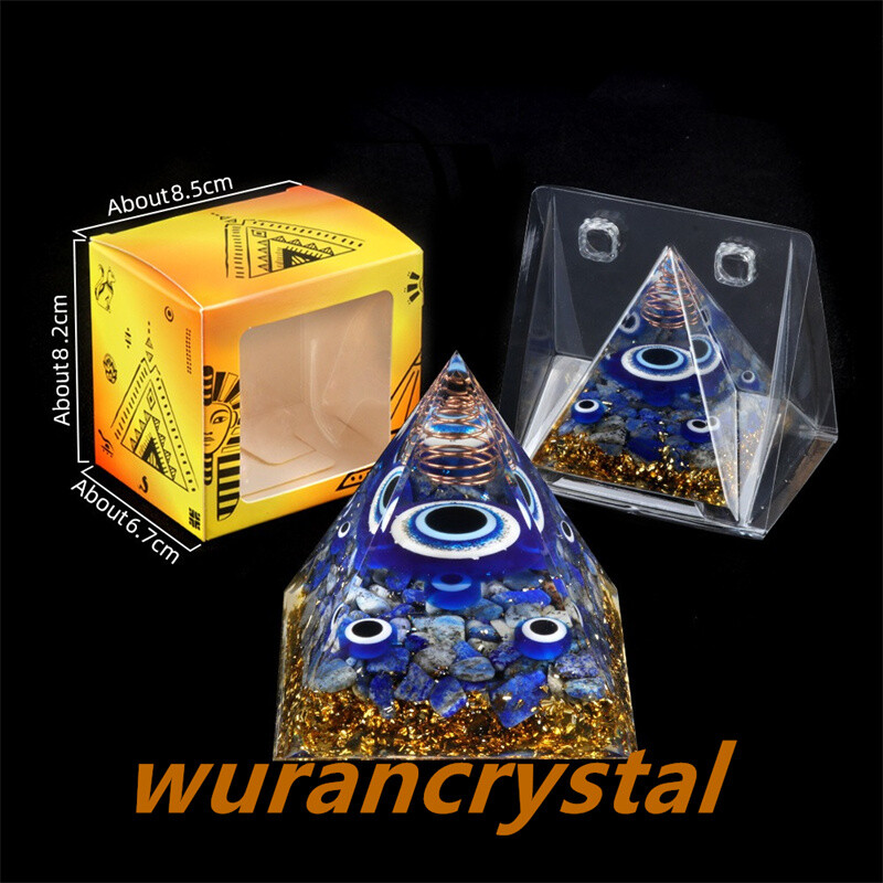 1pc natural Lapis lazuli quartz crystal pyramid resin point energy Reiki healing