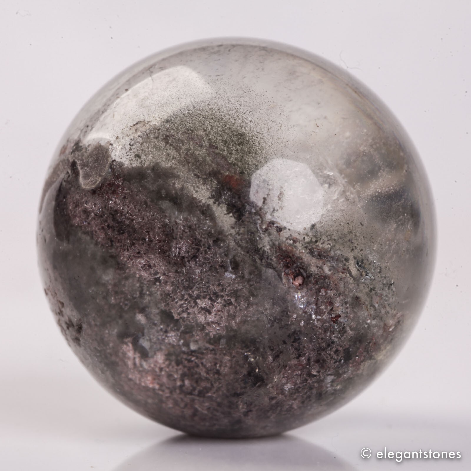 54g34mm Natural Garden/Phantom/Ghost/Lodolite Quartz Crystal Sphere Healing Ball