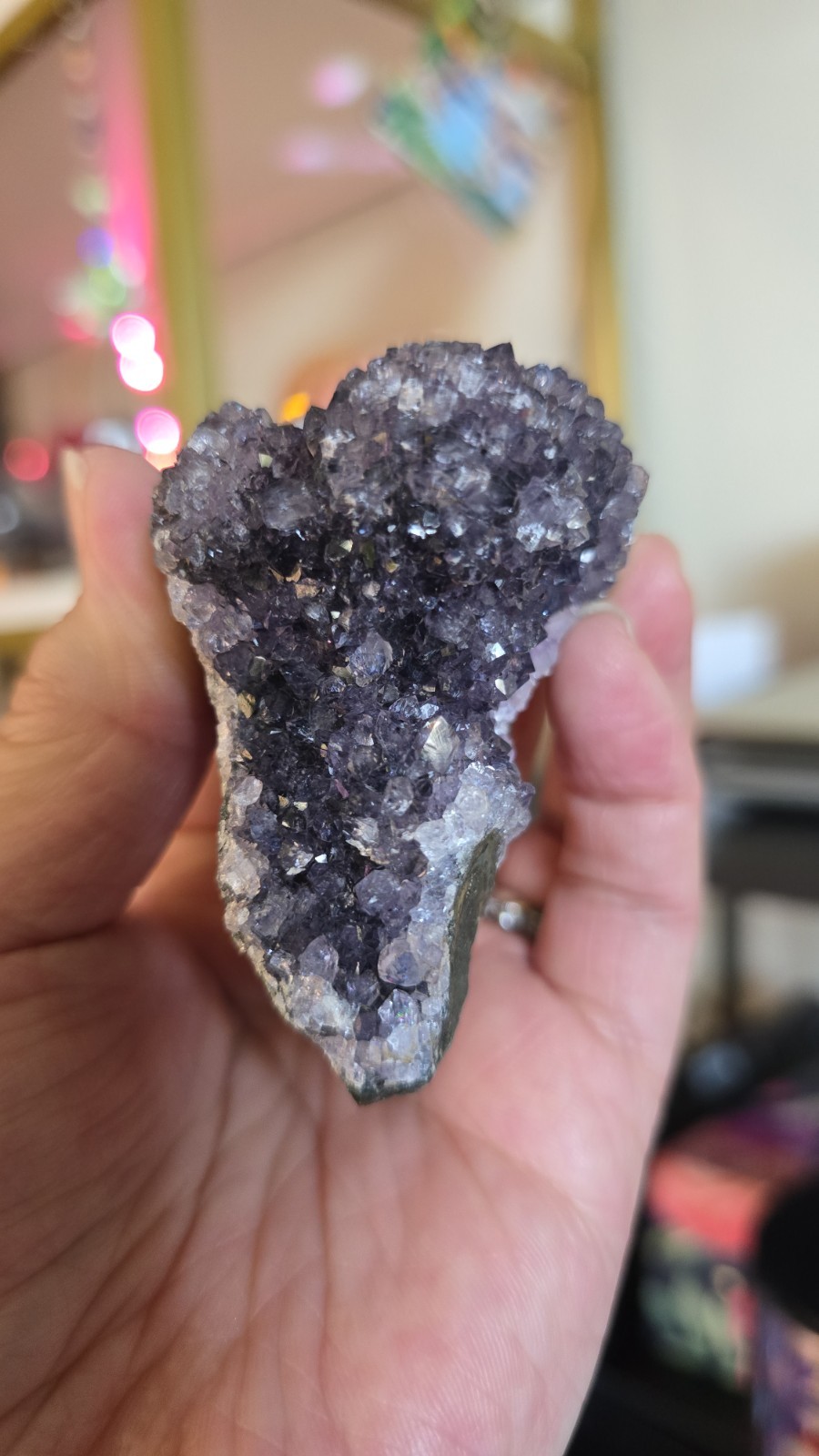 126.9g Natural Amethyst Druzy Cluster W/ Display Stand Crystal Mineral Specimen