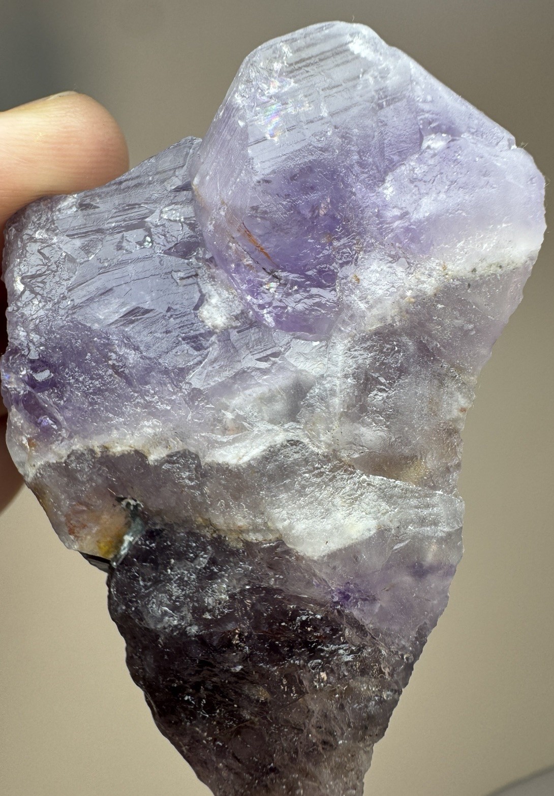 Boreal Amethyst Crystal Auralite23 Natural Phantom Reveal On Polished Face