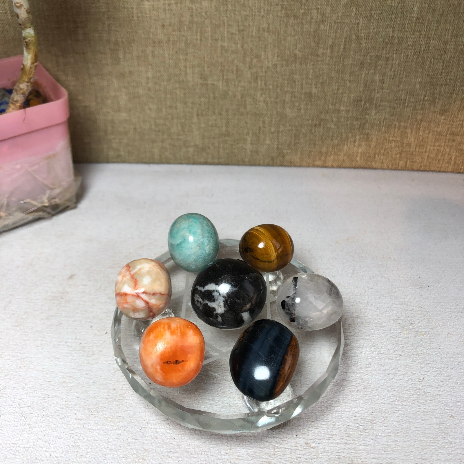 Natural various semi-precious stone Crystal Seven Star Array tumbled 200g A2475