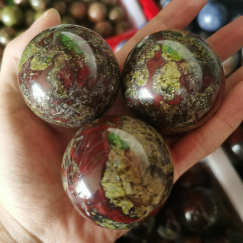 A+ 1PC Natural Dragon Blood Stone Quartz Sphere Crystal Ball Reiki Heal 45mm+