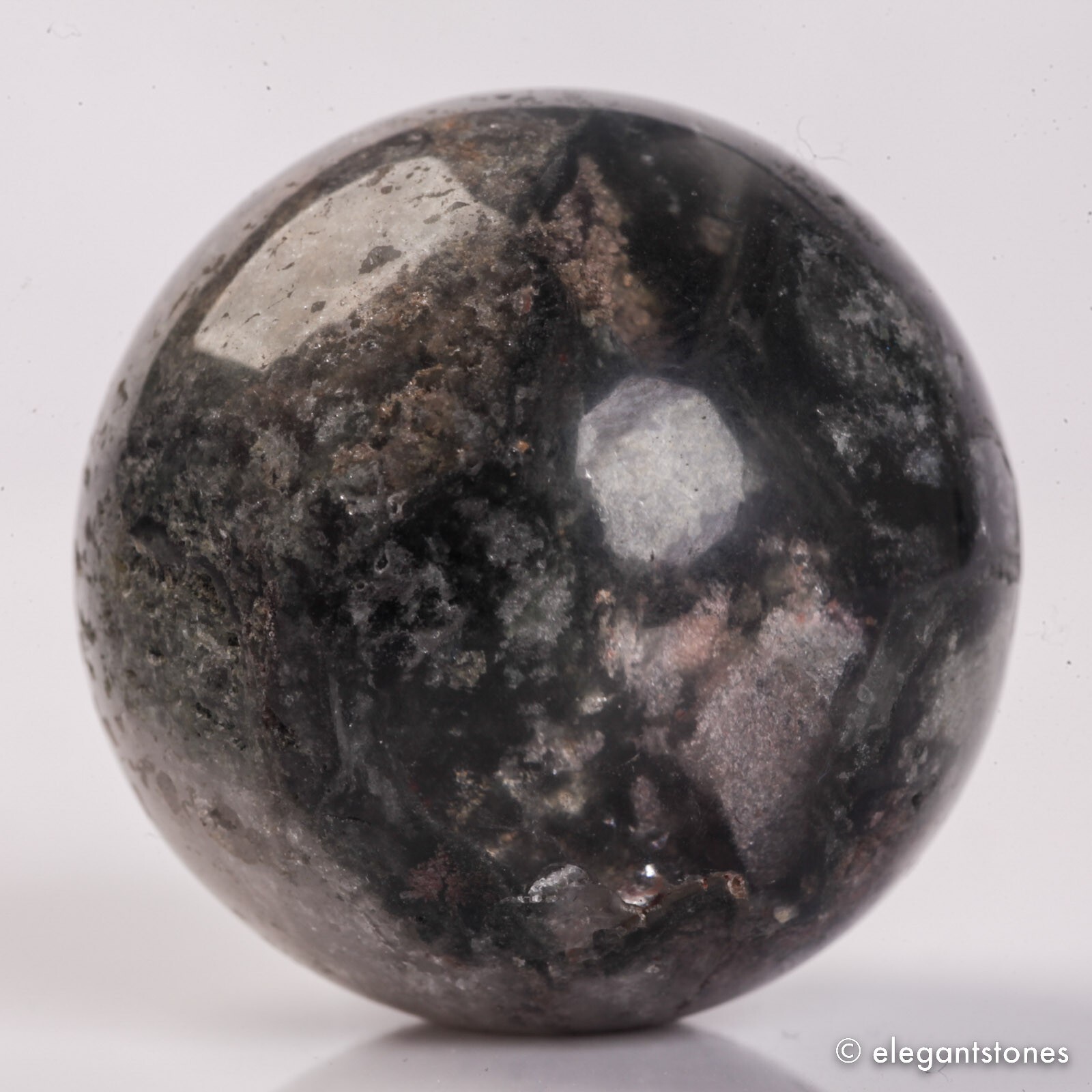 44g32mm Natural Garden/Phantom/Ghost/Lodolite Quartz Crystal Sphere Healing Ball