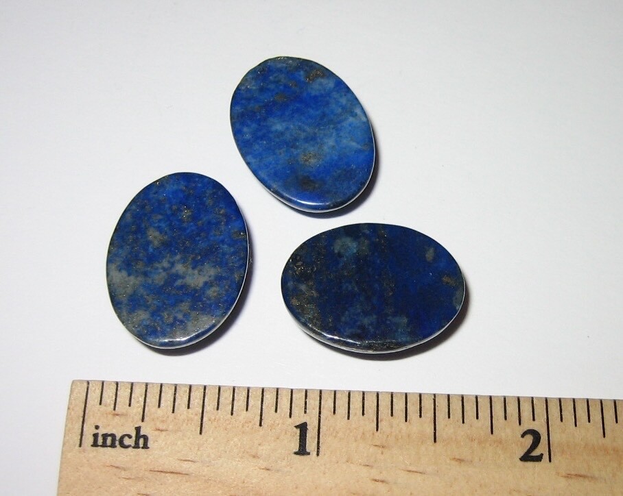 3 POLISHED NATURAL 20mm x 15mm OVAL SHAPE LAPIS LAZULI STONE CABOCHONS ~ 12g *2