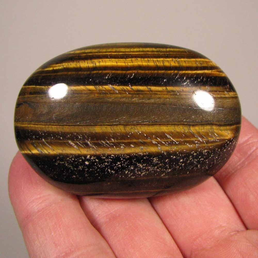 2.3″ TIGER EYE Gemstone Polished Palm Stone – South Africa
