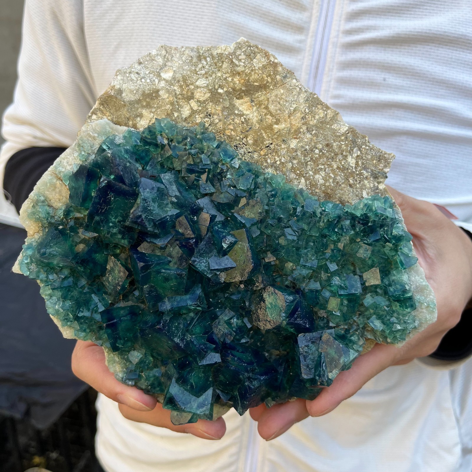 3.9lb Natural cubic green fluorite crystal cluster rough mineral specimen