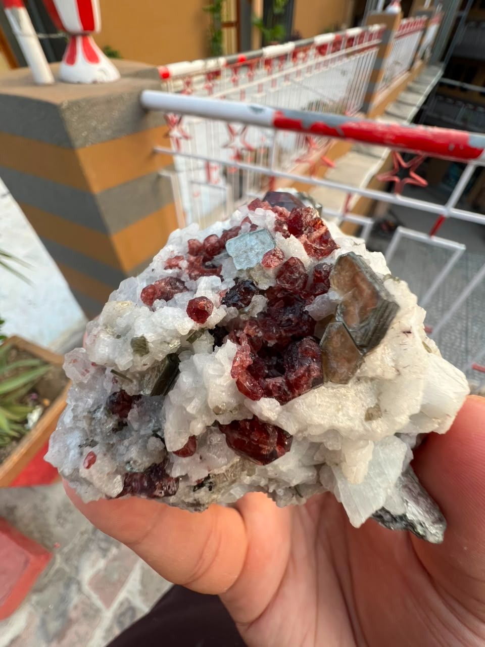 Natural Red Garnet Crystal Cluster In Feldspar Mica Specimen | Skardu Pakistan.