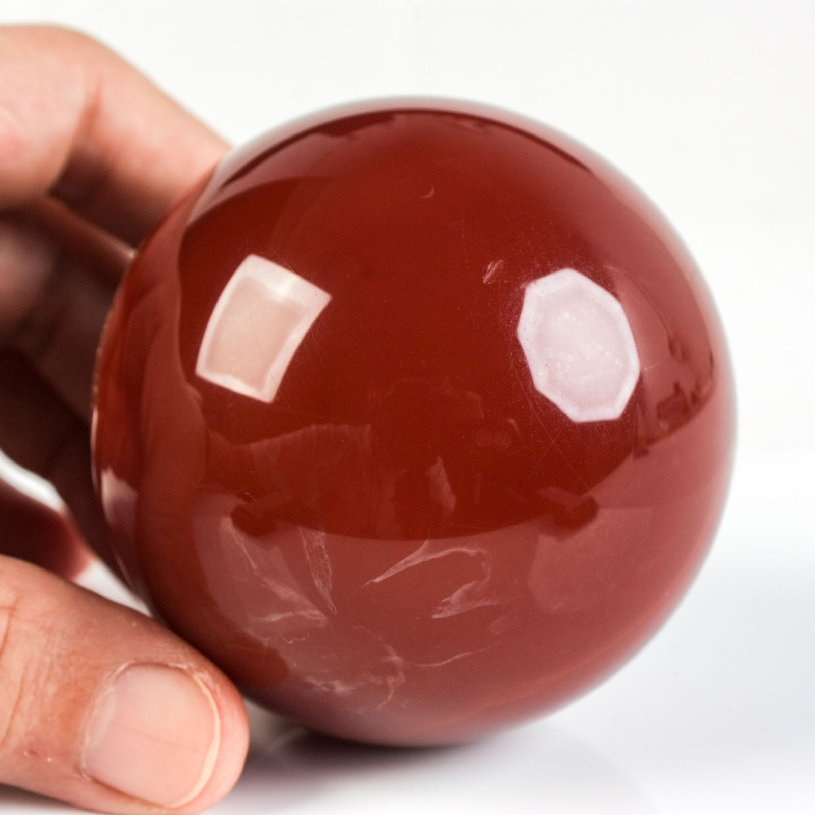 2.6″ 14.04oz Banded Carnelian Agate Sphere Druzy Geode Crystal Ball Specimen