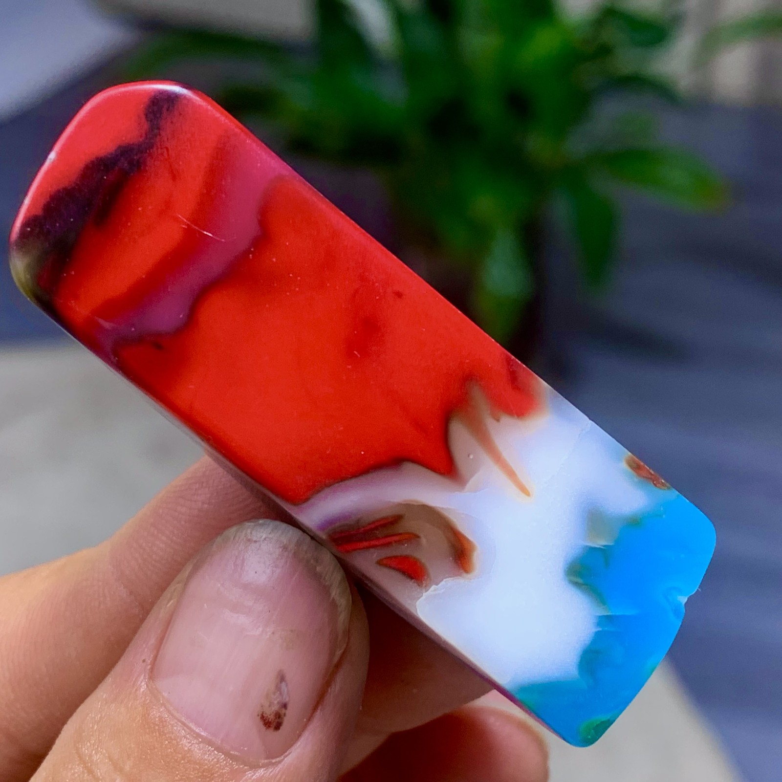 27G Natural NanHong Agate block multicolored Pattern Cabochon mineral Crystal