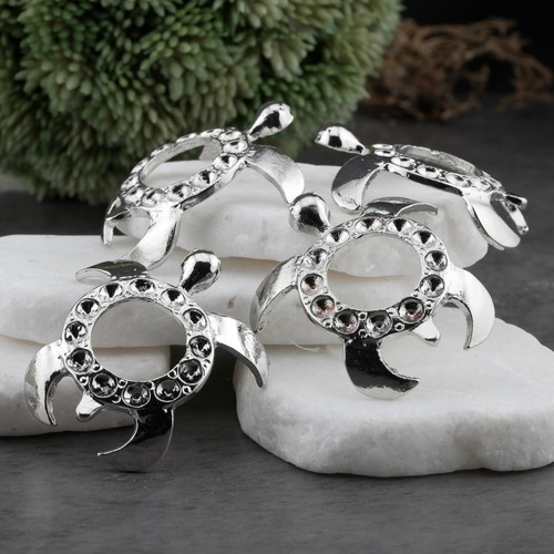 Silver Plated Alloy Turtle Sphere Stand Crystal Display Holder Spiritual Decor