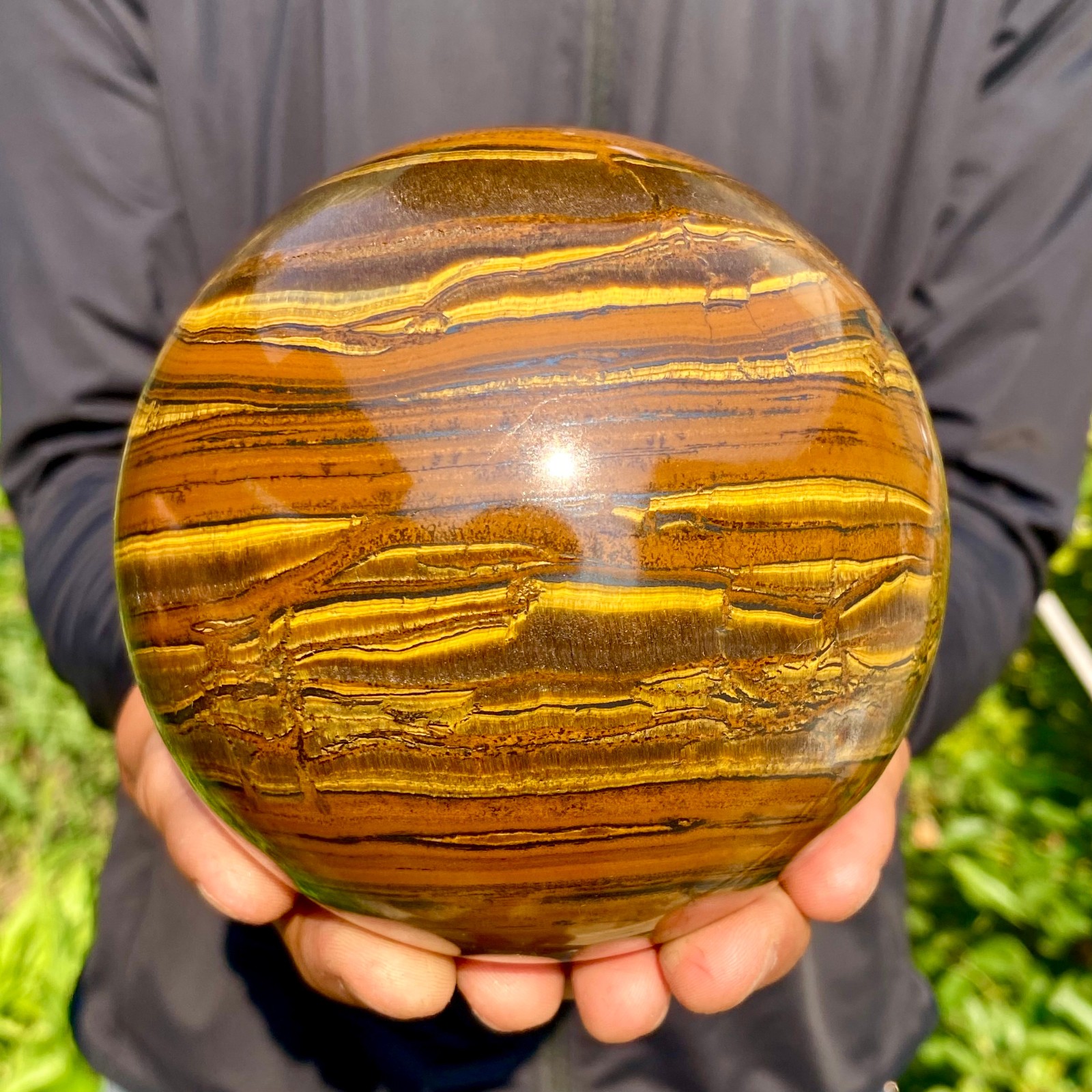 4.82LB Large Natural Tiger Eye Stone Crystal Ball Quartz Healing Sphere Décor
