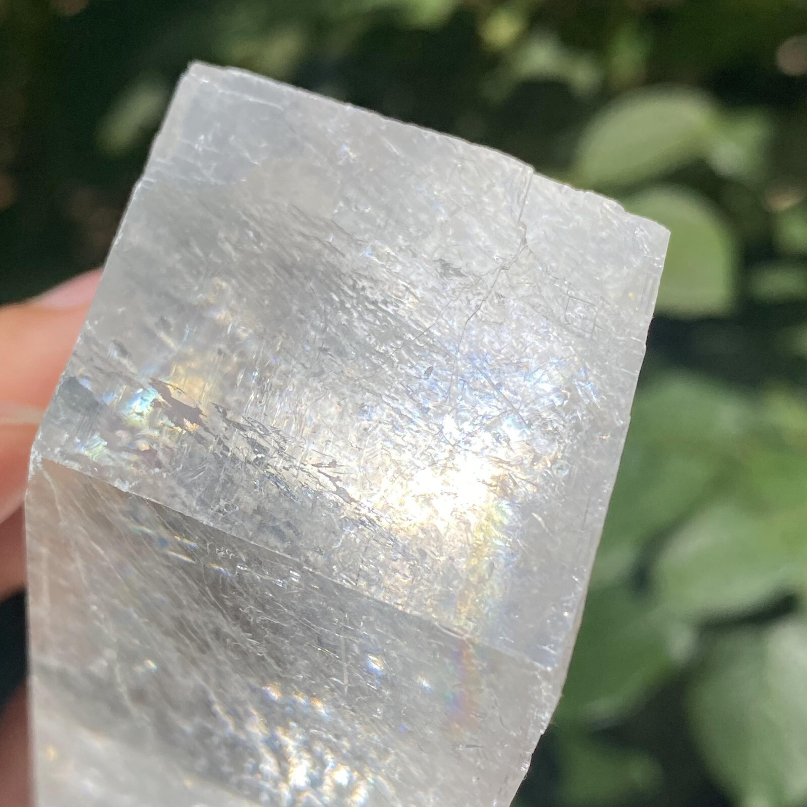 129g Natural Rainbow White Calcite Cube Specimen Crystal Quartz Healing Reiki