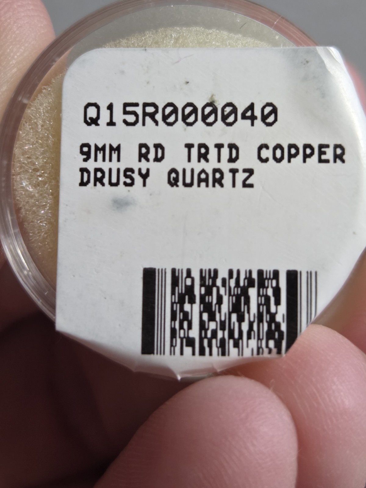 9mm Copper Drusy Quartz Round Cabochon In Plastic Holder