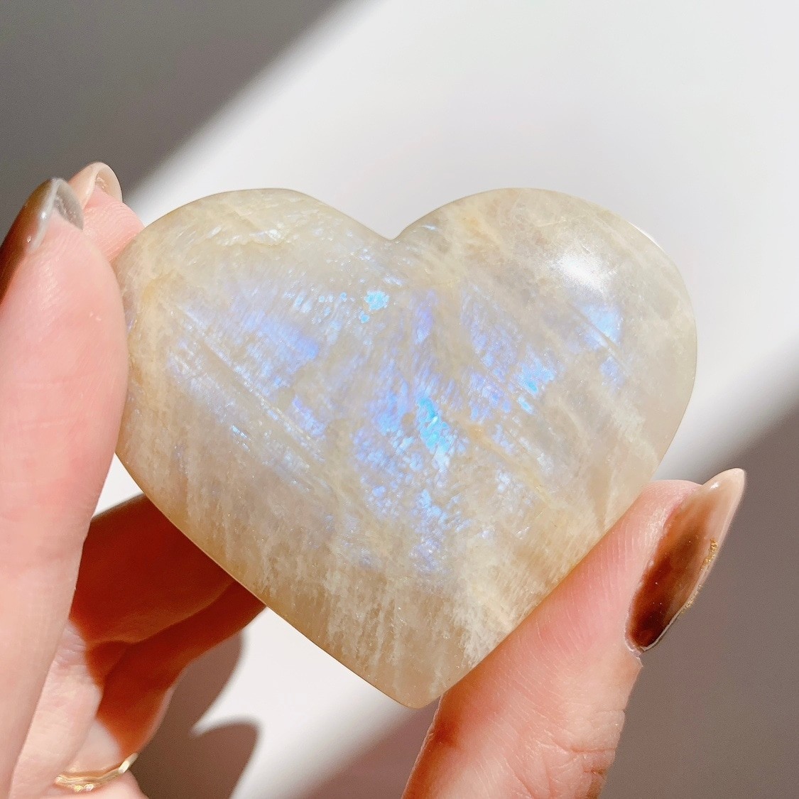 Original Rainbow Moonstone Heart Stone Moonstone Stone Birthday Gift Home Decor