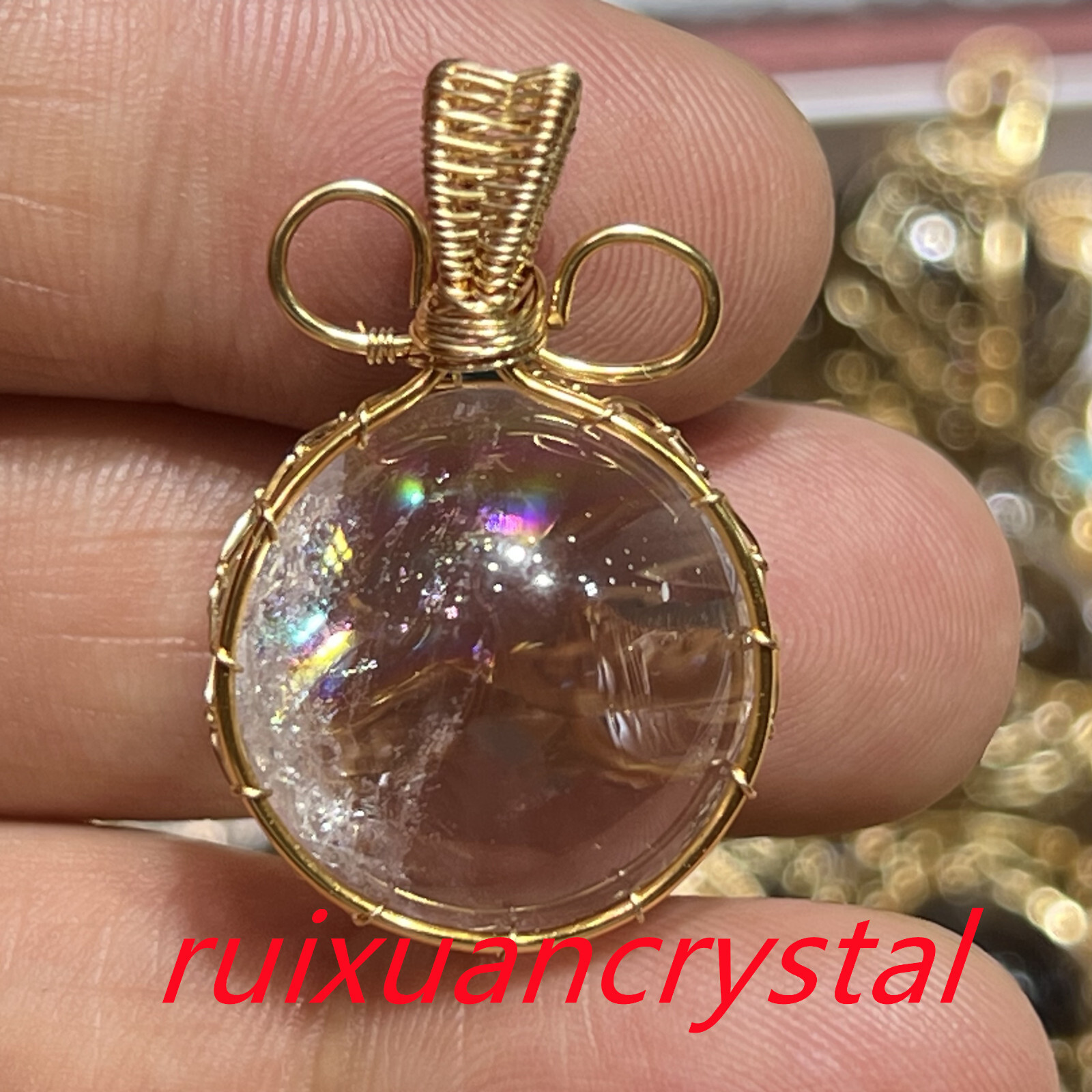 1PC Natural clear crystal Quartz sphere Rainbow Crystal Ball pendant Healing