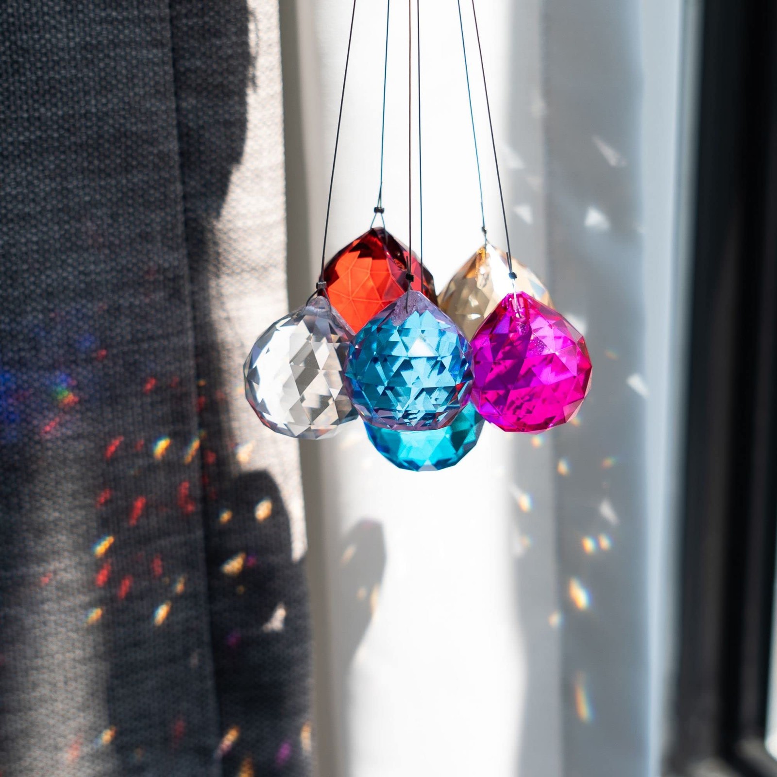 15pcs Crystal Ball Prism 30mm Handmade Feng Shui Faceted Decor Rainbow Maker(…