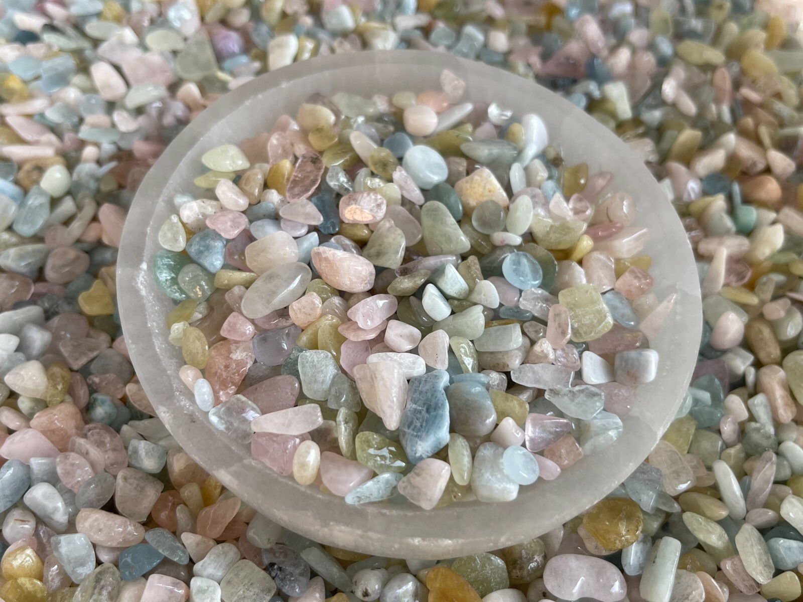 Grade A++ Morganite Semi Tumbled Gemstone Mini Chips 4- 12mm, Wholesale Bulk Lot