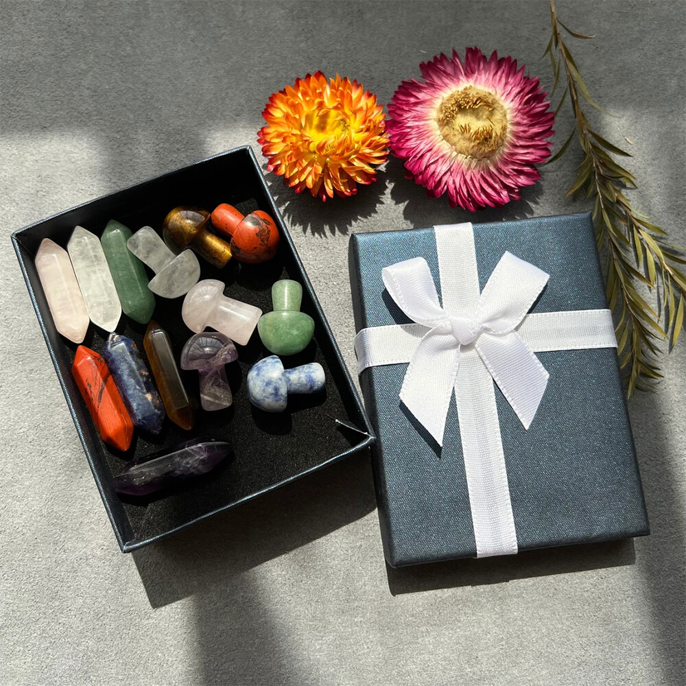 14PCS/Set Natural Obelisk Quartz Crystal Meditation Therapy Tower Healing Stone