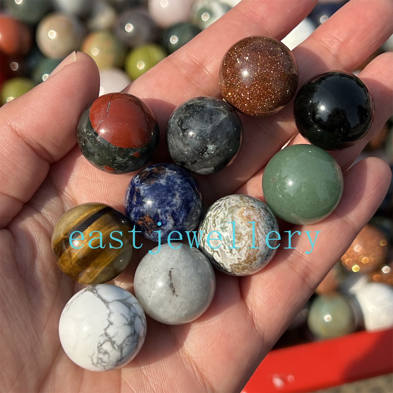 10pcs Natural Mixed Sphere Quartz Crystal Carved Ball Reiki Healing Gem 18mm+