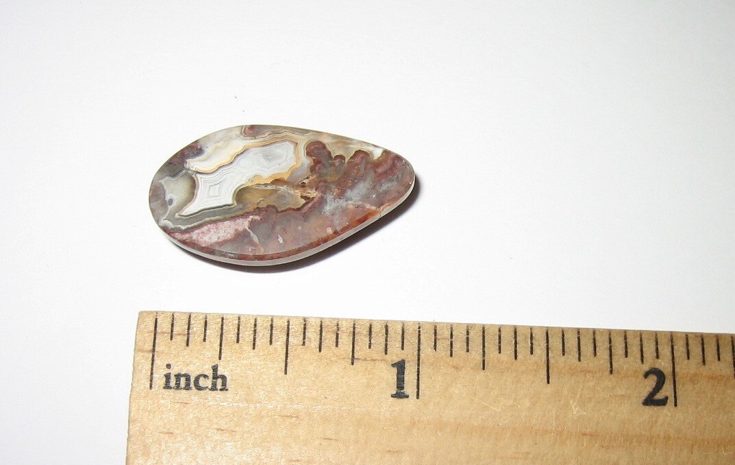 26x14mm POLISHED NATURAL LAGUNA LACE AGATE CRYSTAL STONE CABOCHON MEXICO 3.4g *6