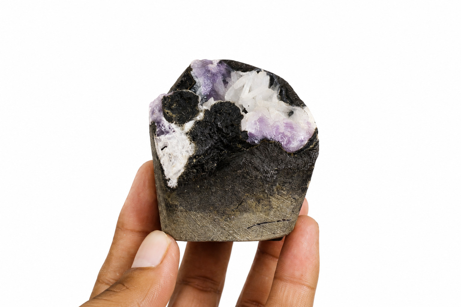 186g 6x4cm Natural Amethyst Quartz Geode Matrix Mineral Specimen India