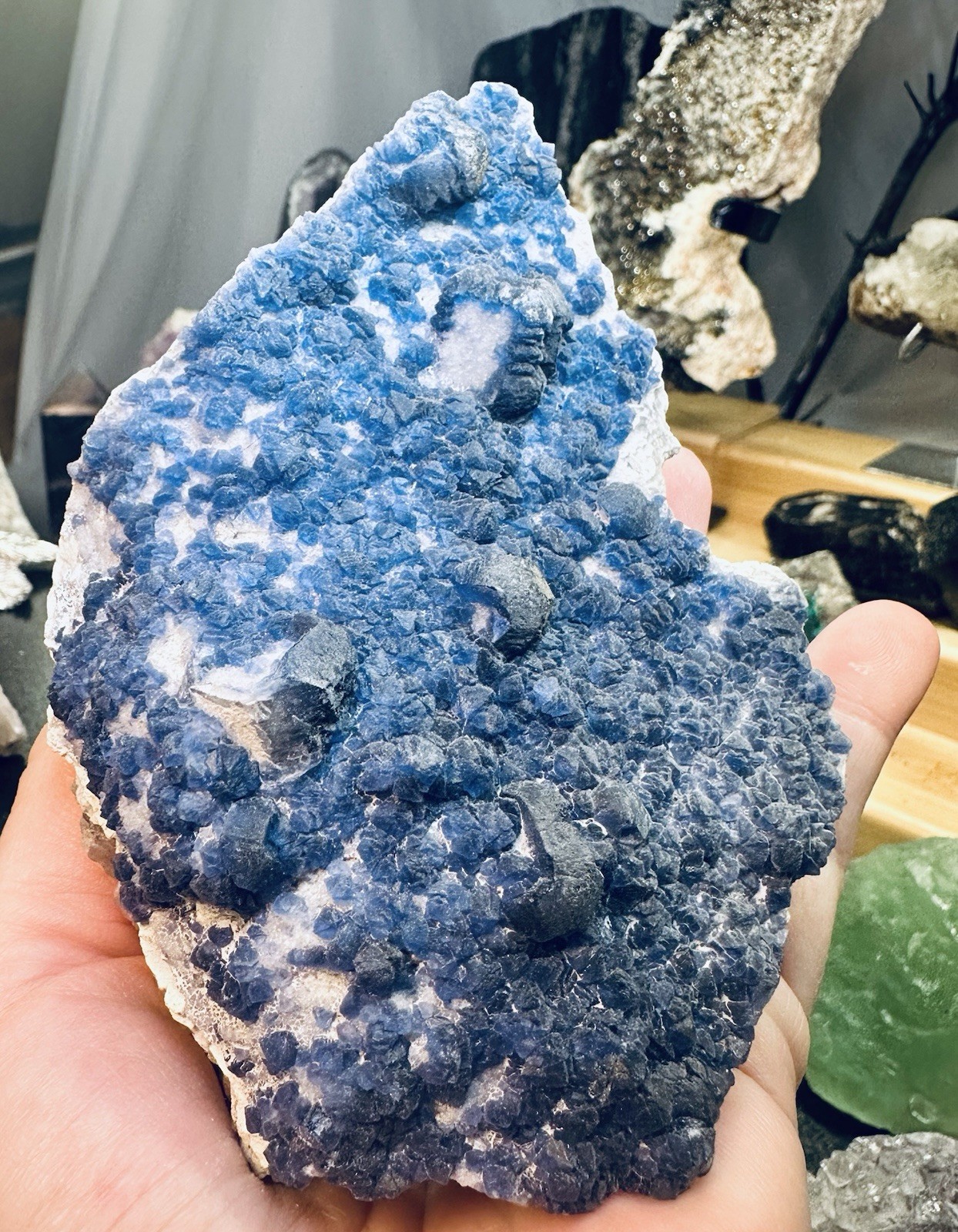 Large Blueberry Fluorite Crystal Cluster Specimen 6″ Natural Blue Purple Mineral
