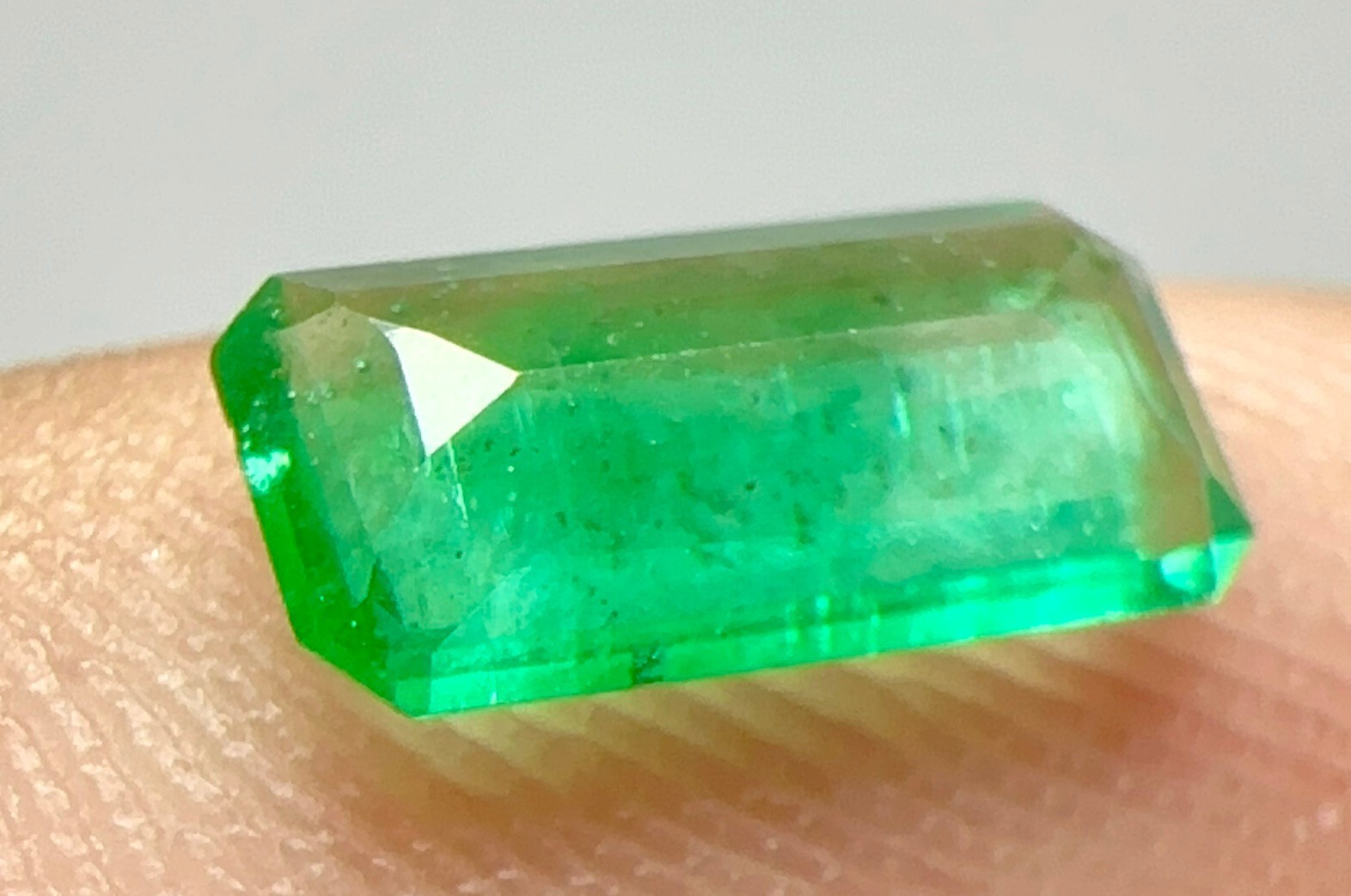 0.65 Ct WOW Top Green Eye Clean Emerald Cut Gemstone From Pakistan.