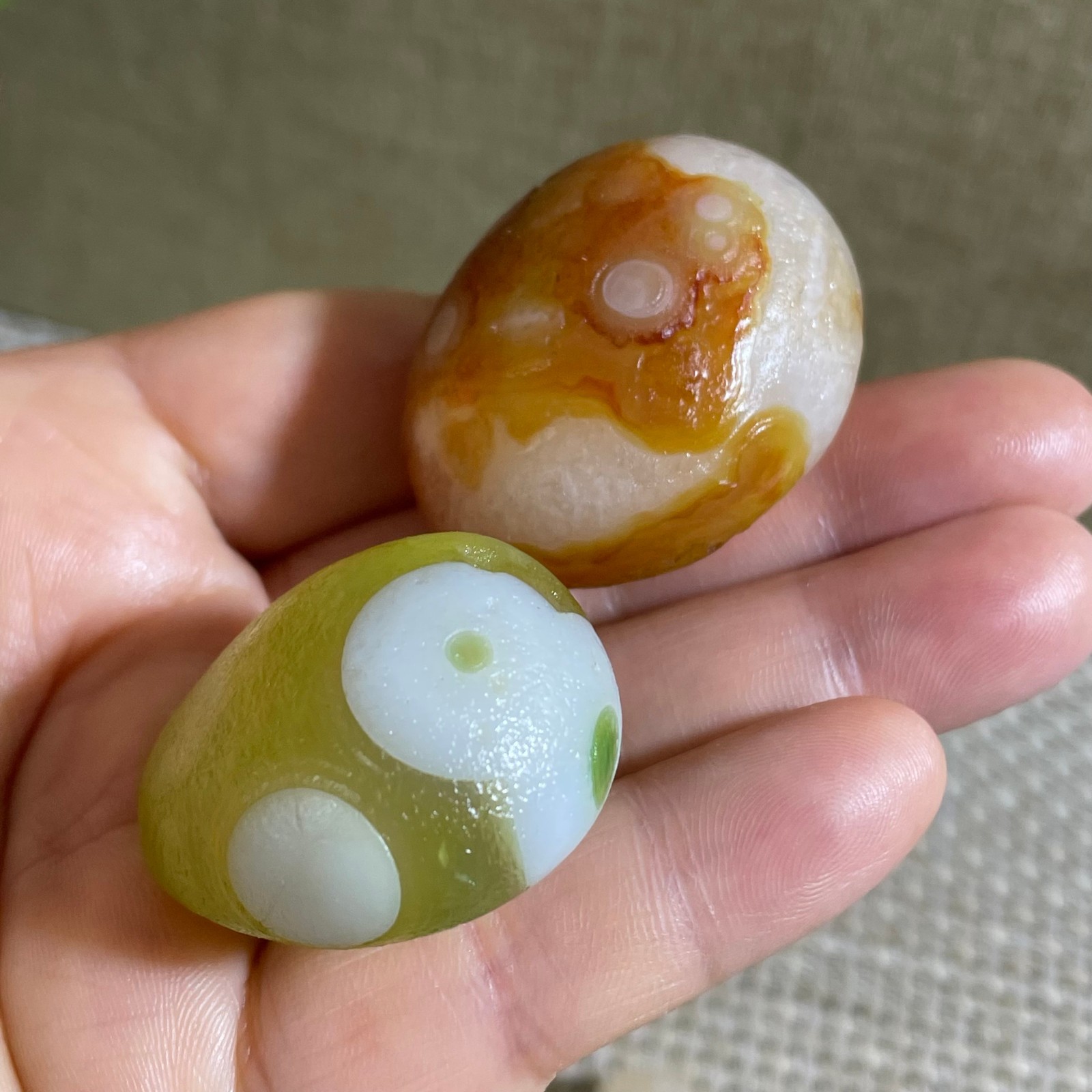 2pcs Bonsai Suiseki- Gobi Agate Eyes Stone-Rare Stunning Viewing 67g