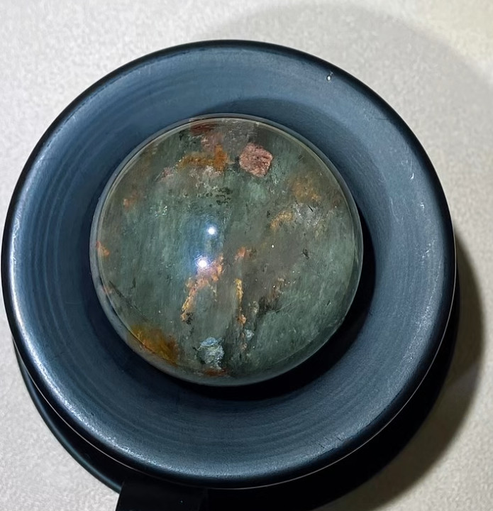 46mm Natural Green Ghost Quartz Sphere Crystal Energy Ball Reiki Decor