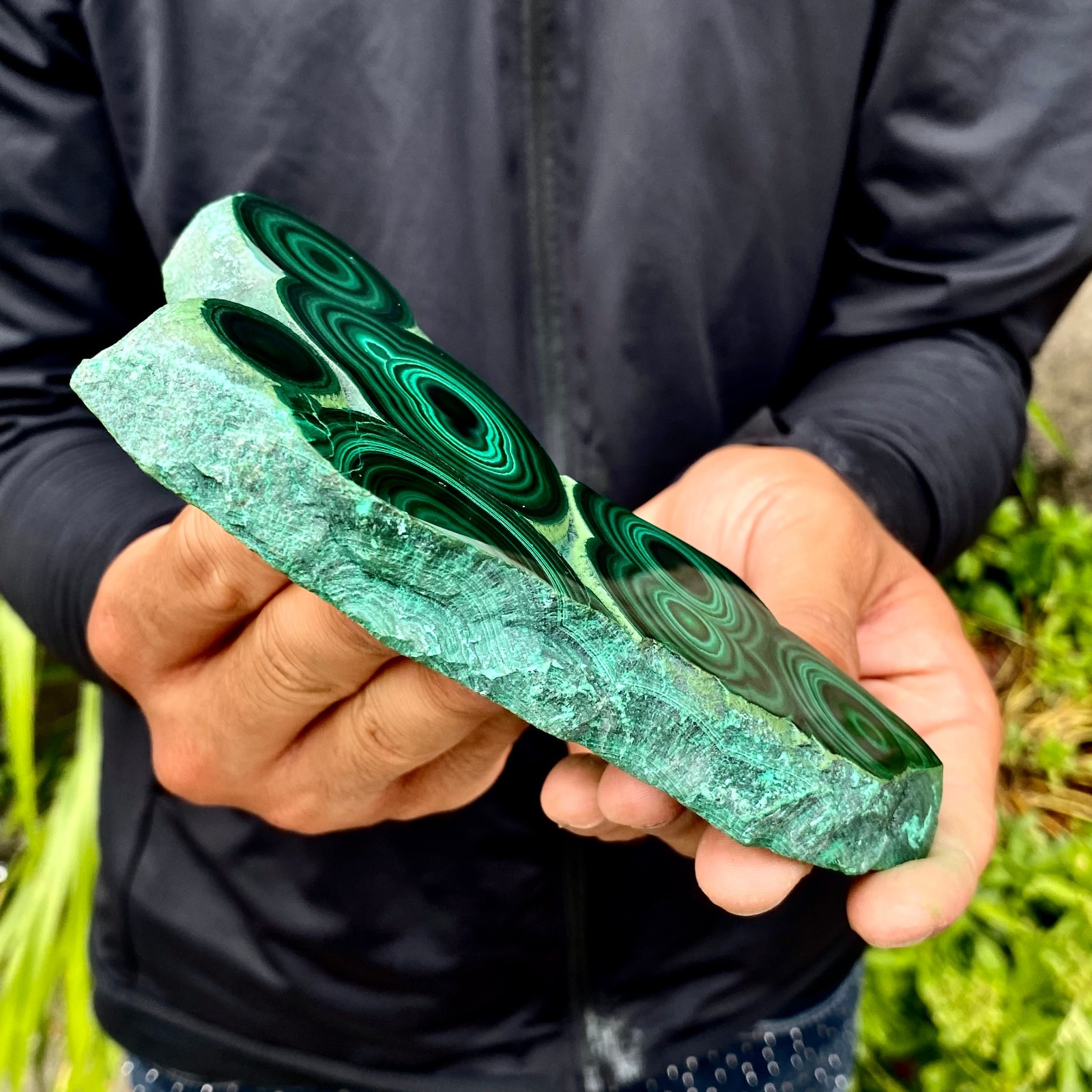 408G Natural malachite slice quartz crystal luster mineral specimen