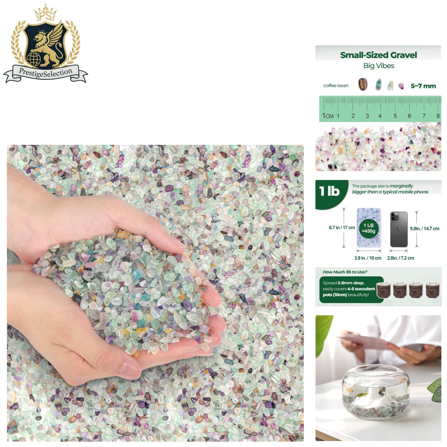 Natural 1LB Fluorite Tumbled Gravel – Perfect Small Stones for Vases & Aquariums