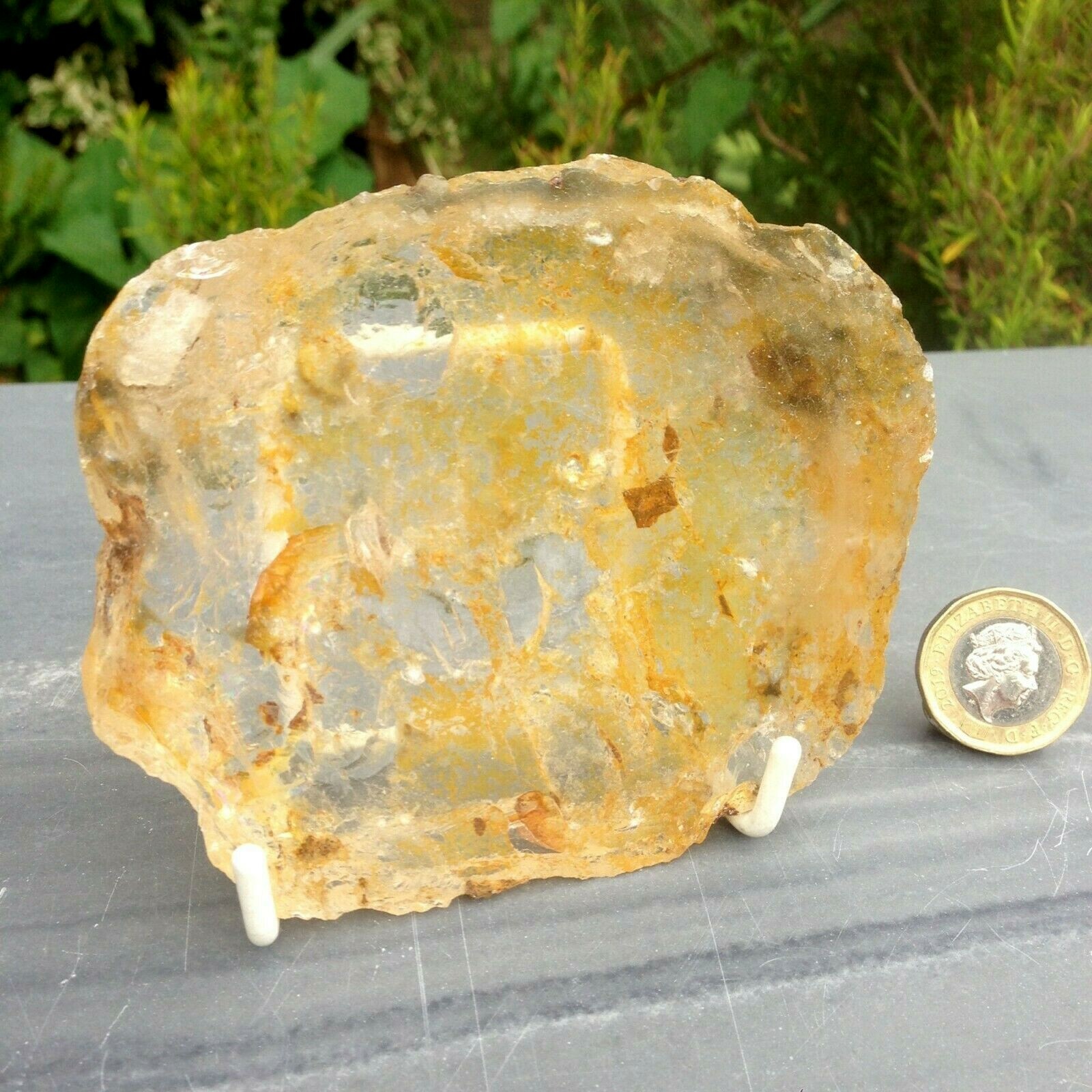 Clear Quartz Crystal Alluvial Rock Part Polished Pebble 322g 10×8.31×2.4cm