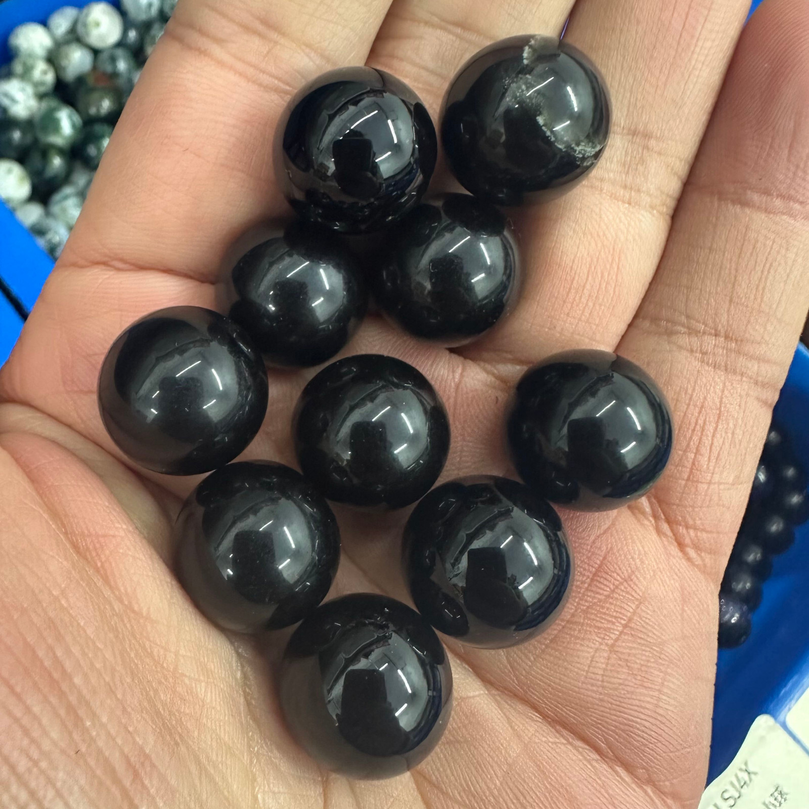 10PC Wholesale Natural Obsidian Ball Quartz Crystal Sphere Energy Healing Stone