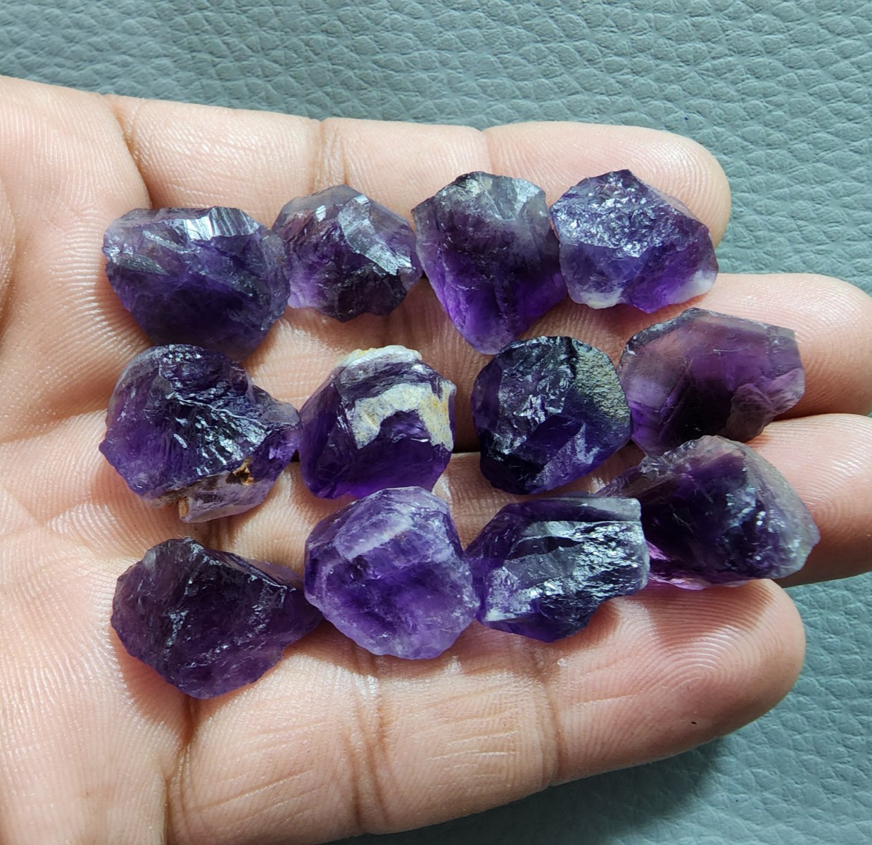12 Piece Rare A+ Purple Amethyst Rough Crystal Raw Size 13-19 MM Jewelry Stones
