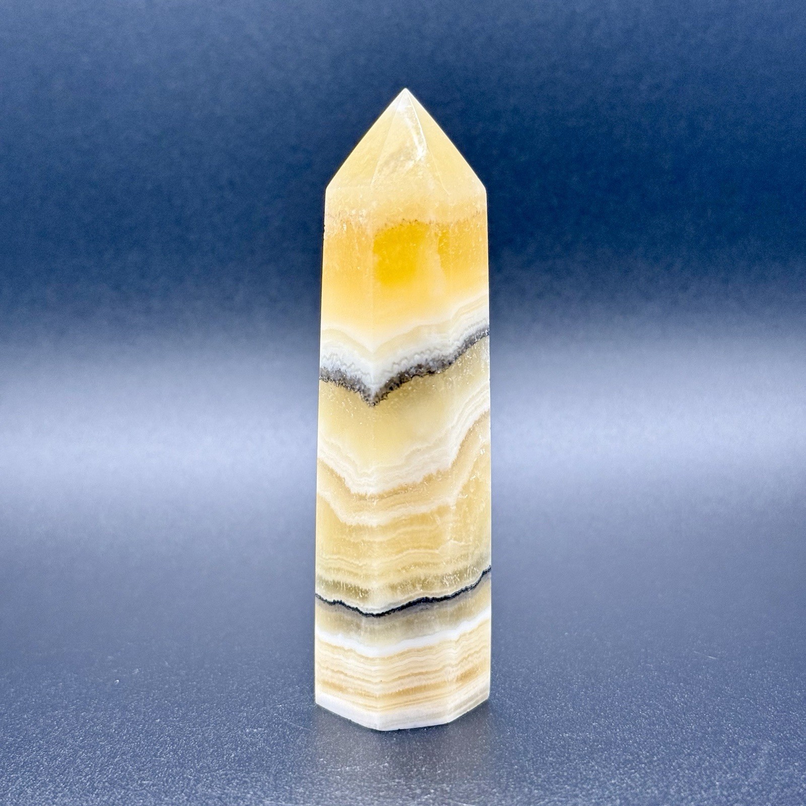 Dendritic Orange Calcite, Banded Crystal Tower Set of 3, Approx 3 1/2 Inches