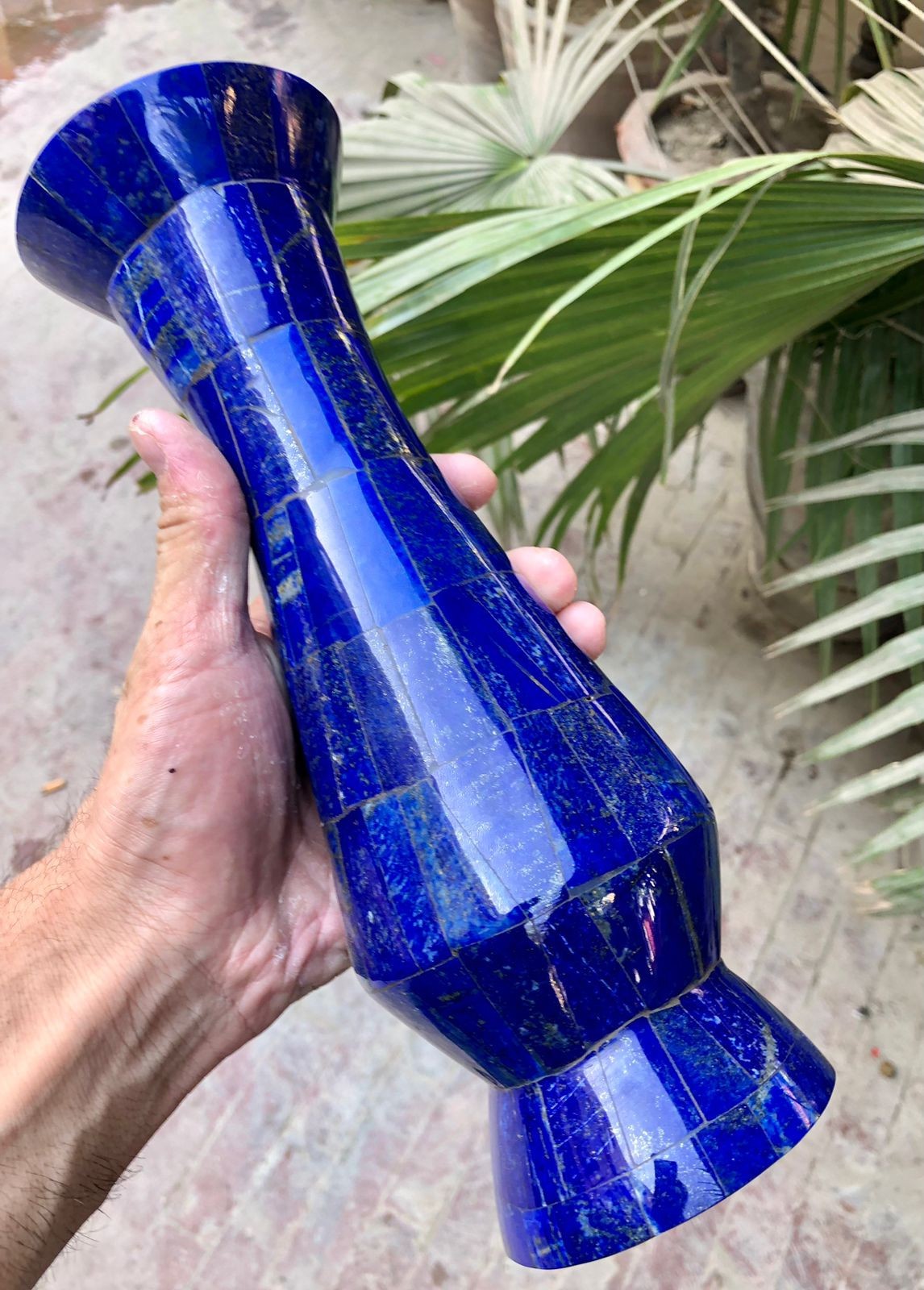 1.11 kg very Beautiful Natural Lapis lazuli Vase Excellent Deep Blue Color . Afg
