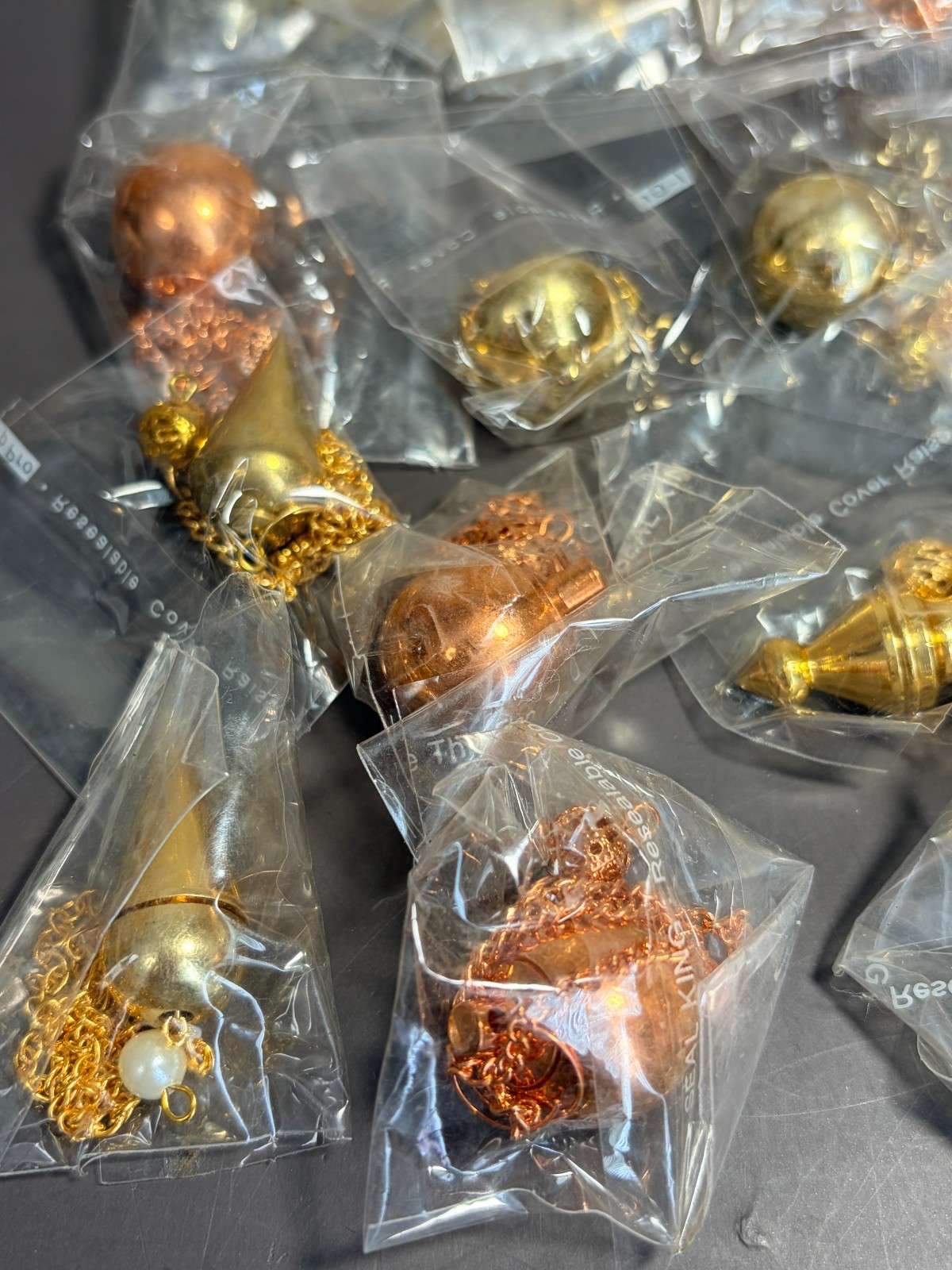 40 Brass Pendulums Bulk Resale Lot Mixed Shapes NOS
