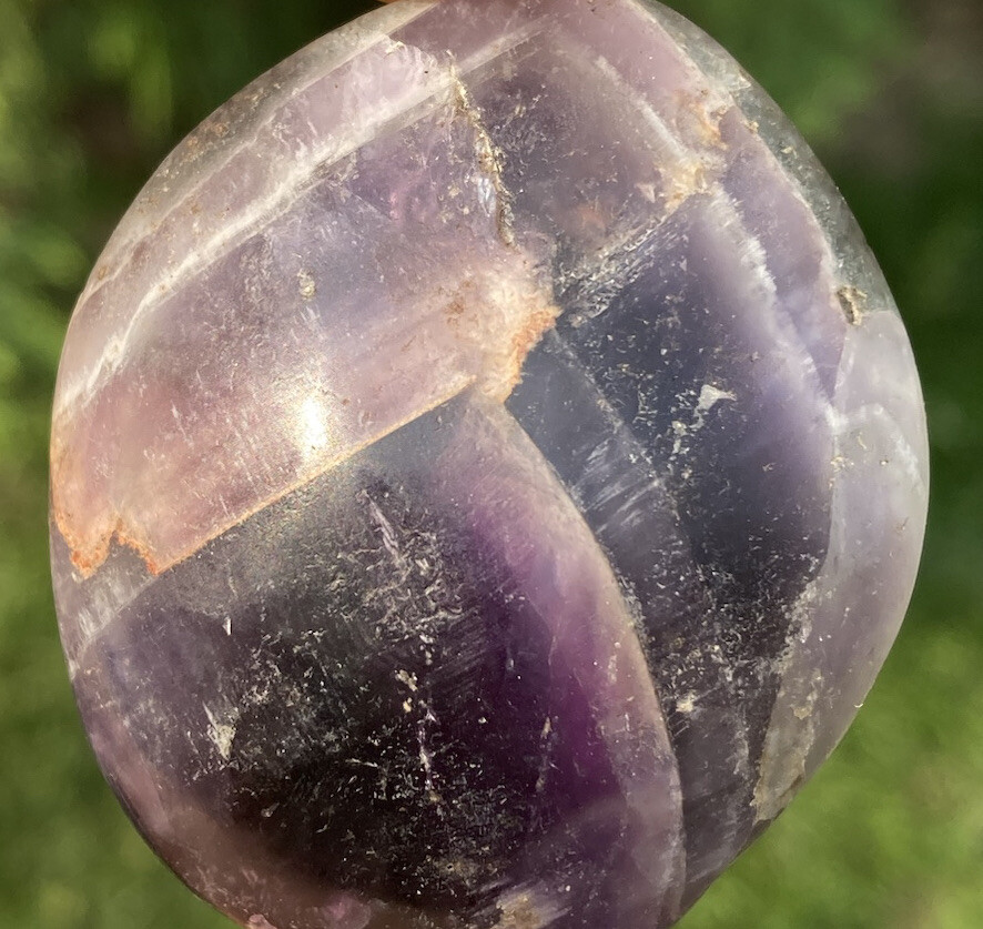 Handmade Polished DARK PURPLE AMETHYST Crystal Palm Stone KALOMO ZAMBIA 2.16″