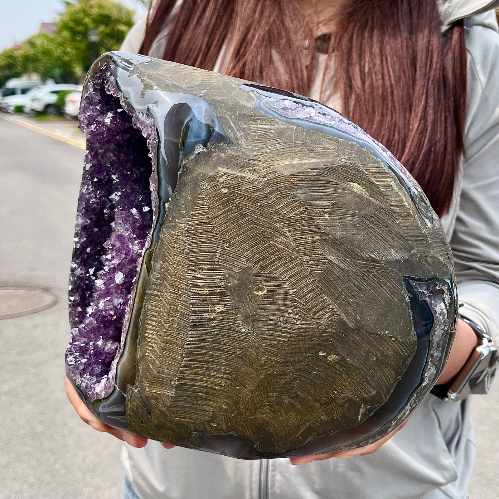 15.23LB High quality amethyst agate coin bags attract wealth crystal specimens