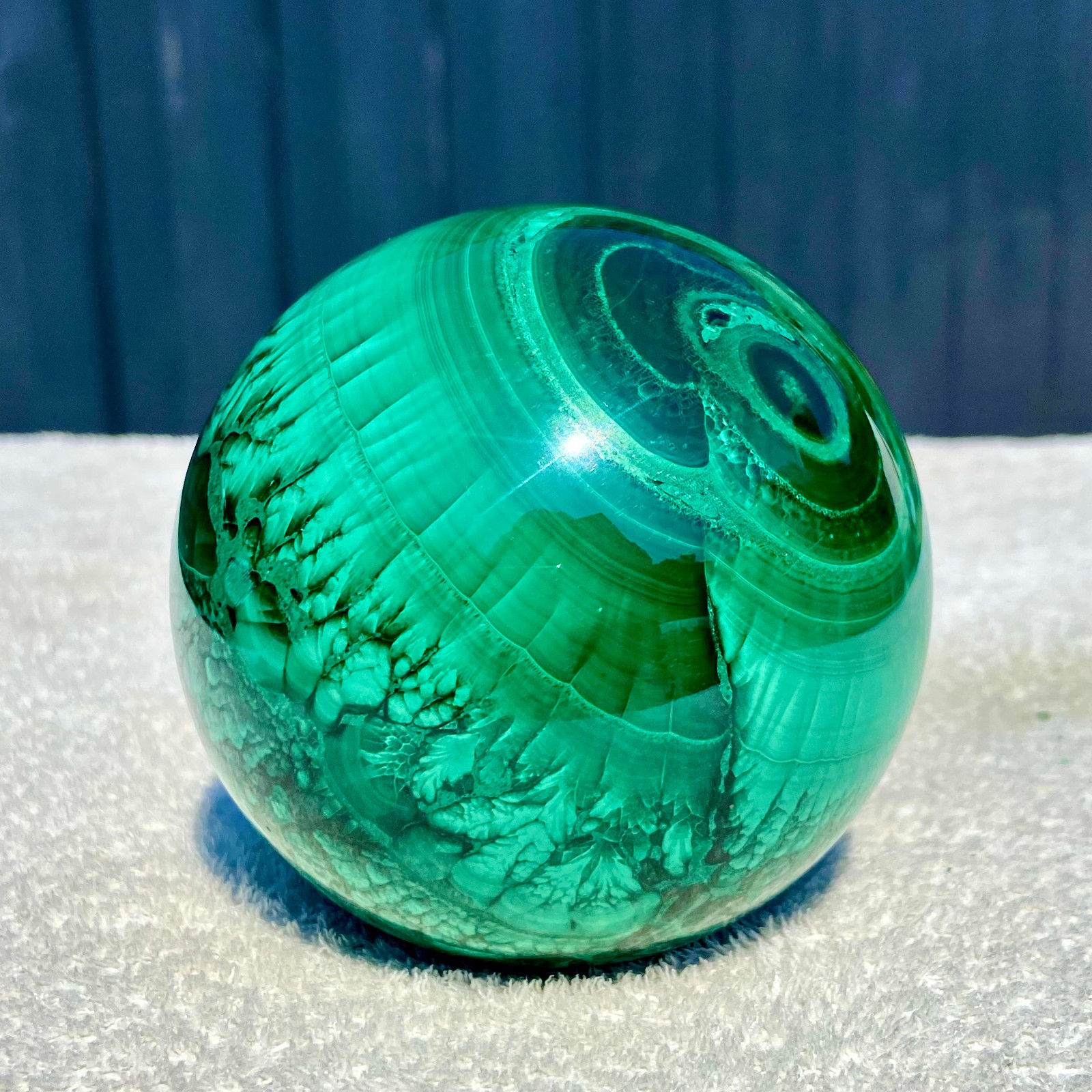 2.7LB Rare Natural Malachite Quartz Hand Carved Sphere Crystal Healing