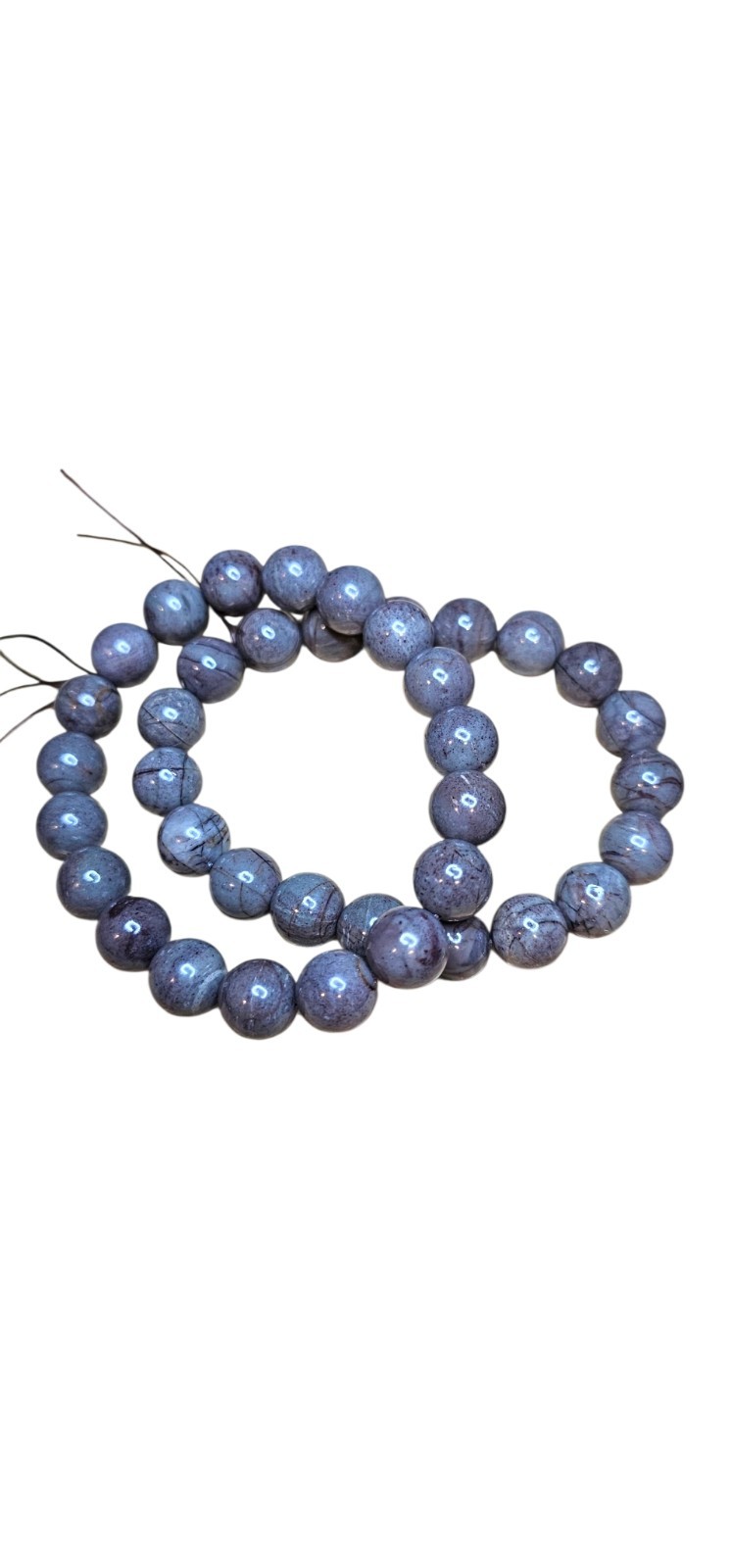 Natural Flint Stone 11mm Bracelet Round Beads 7.5 Inches Wrist Size