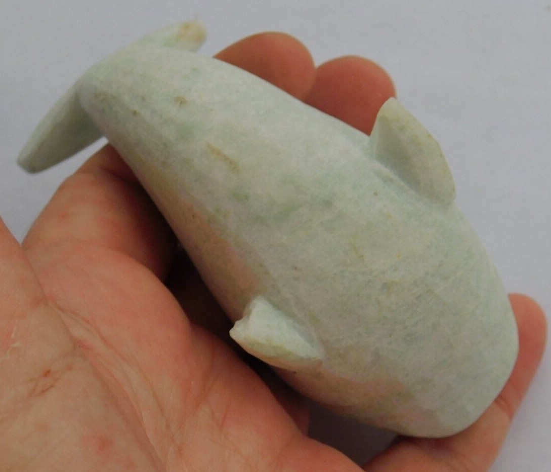 Dolphin Figurine Soapstone Hand Carved Almost 4 inches