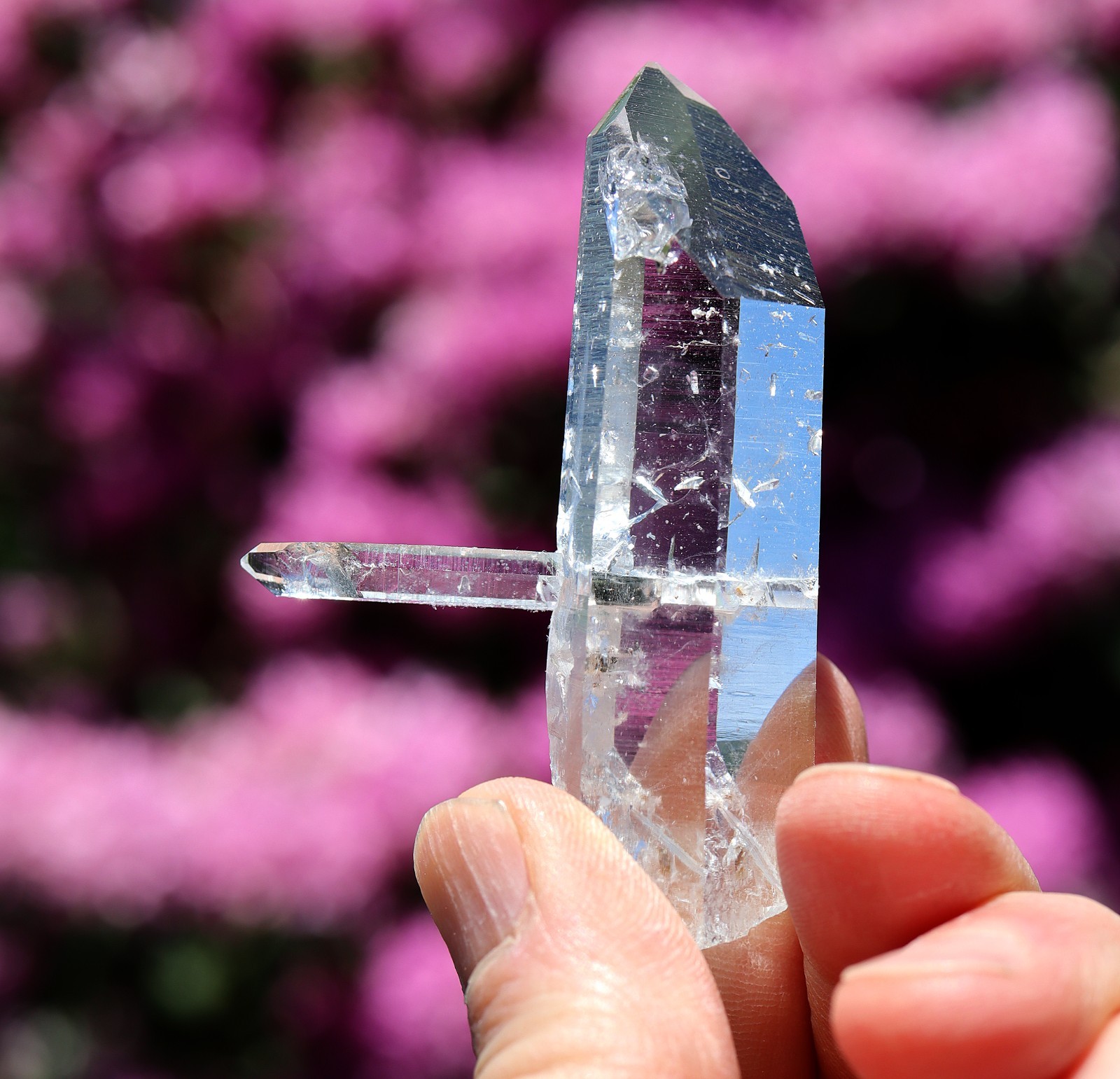 Twin Colombian Quartz Crystal Point with Double Terminated perfect tips