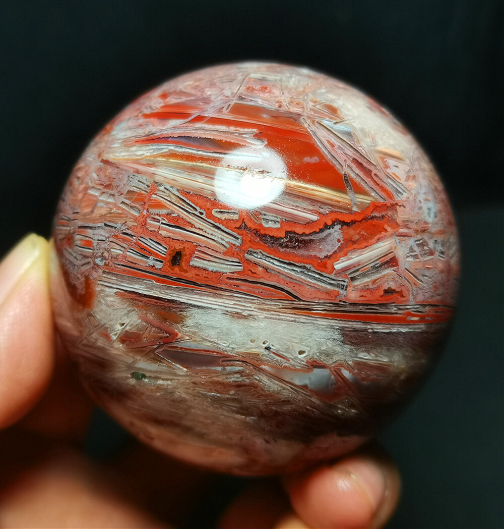 RARE 338G Natural Polished Belize Banded Agate Stone Ball Healing WD1573